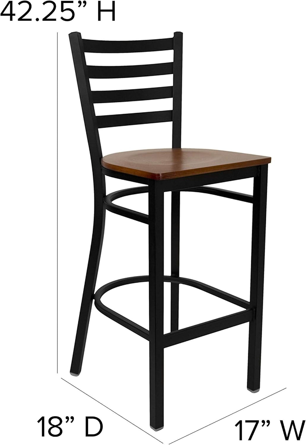 Hercules Ladder Back Restaurant Barstool, Cherry, 2-Pack