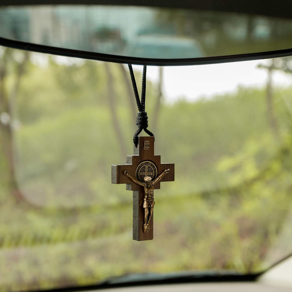 Car Rearview Mirror Rosary (St Benedict Crucifix)