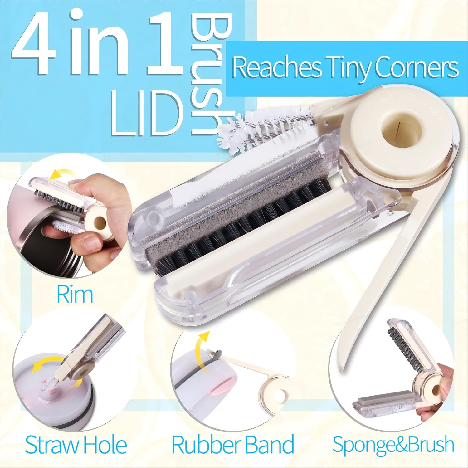 Bottle Cleaner Brush Set - 8 Pack Bottle Brushes for Cleaning | Gray for Owala, Tumbler, Sports Water Bottle, Wine Glass