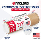2" x 6" Heavy Duty Made in USA Kraft Paper Mailing Tube, 8 Tubes, 16 Caps