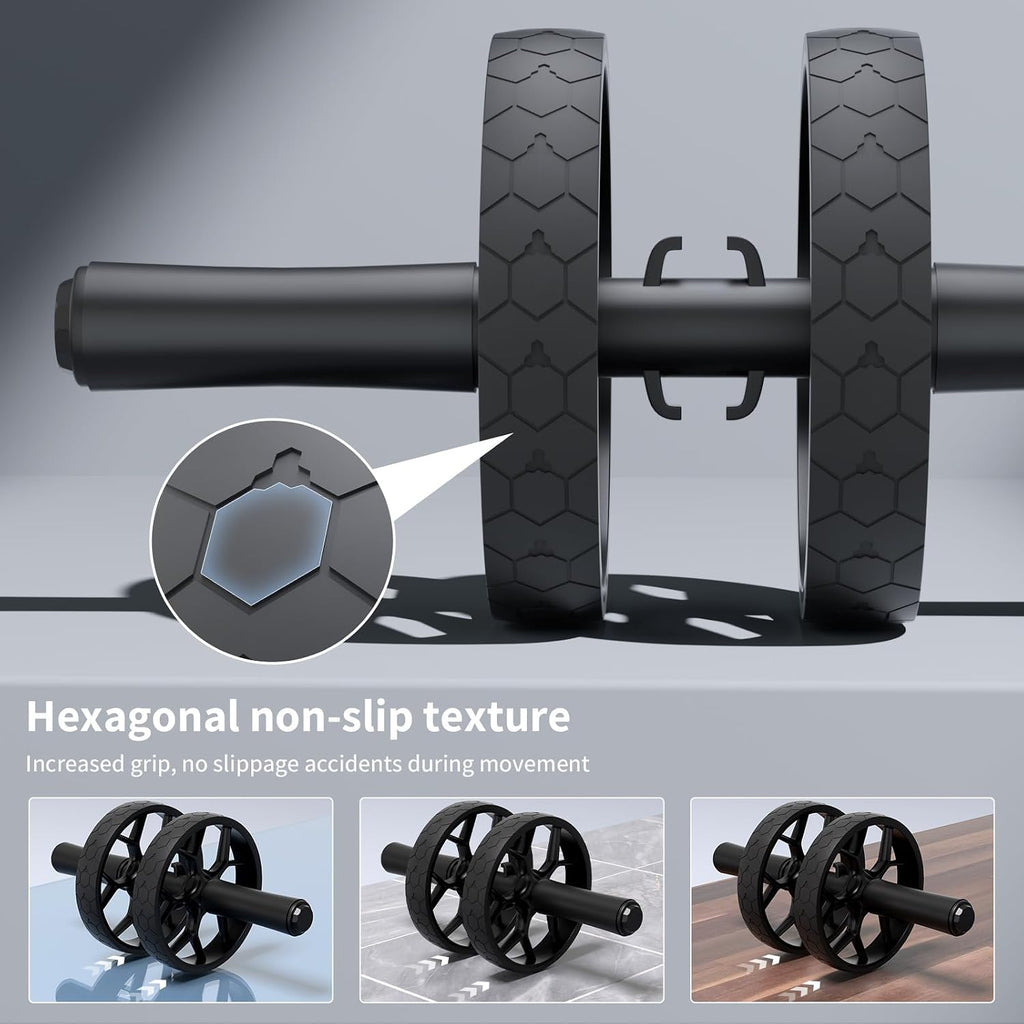 Ab Roller Wheel with Adjustable Resistance，Automatic Rebound Abs & Core Workout Equipment for Beginners，All Levels &