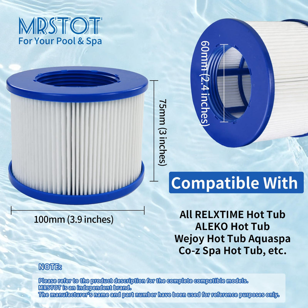 Screw-in Hot Tub Filter Replacement for RELXTIME/ALEKO (4 Pack)