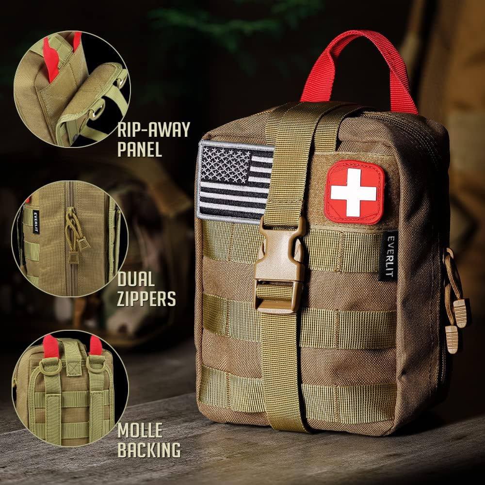 250 Pieces Survival First Aid Kit IFAK EMT Molle Pouch Survival Kit Outdoor Gear Emergency Kits Trauma Bag for