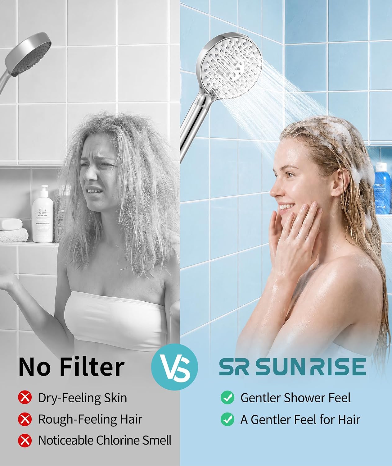 Filtered Shower Head with Handheld High Pressure 9 Spray Mode Showerhead Detachable Shower Head Water Softener