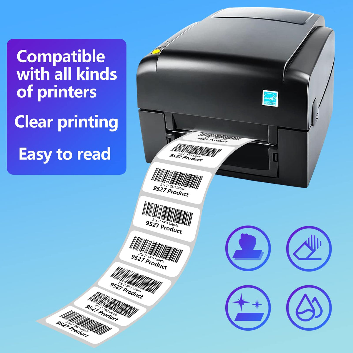 2" x 1" Sticker Labels, 12,000 Direct Thermal Labels, 12 Rolls