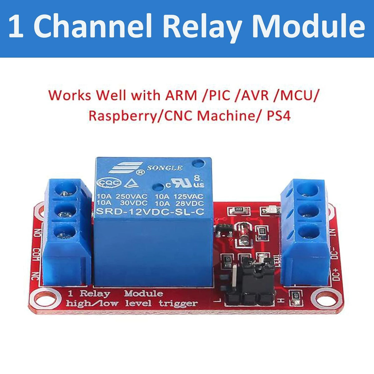 10pcs DC 5V Relay Module - 1 Channel Relay Switch Board with Optocoupler Isolation, High or Low Level Trigger