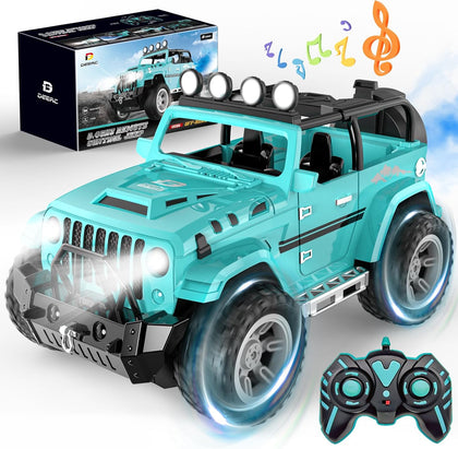 Remote Control Car with Fog Mist & Music, 1:16 Remote Control Truck for Boys, 2.4Ghz RC Car Toy with 2 Batteries, All