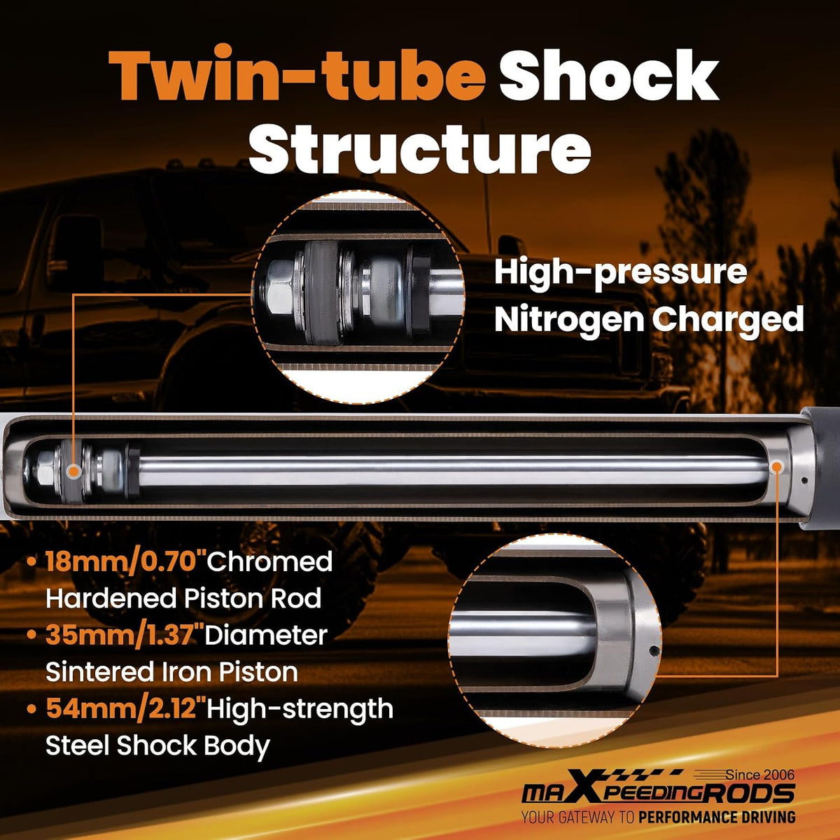 maXpeedingrods 1.5-4" Front Shocks for Ford F-250 F-350 4WD 1999-2004
