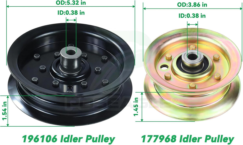 532196106 Idler Pulley with 532177968 Pulley for YTH22V46 Mowers