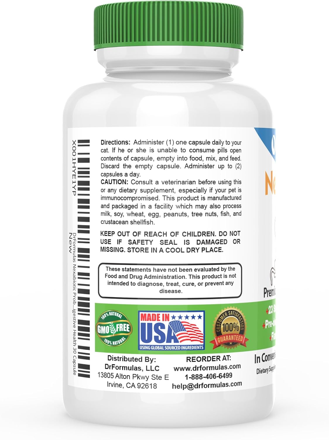 Nexabiotic Probiotics for Cats Powder | Treats Diarrhea for Pets with Saccharomyces Boulardii Lactobacillus