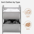 Vertical Rolling Laundry Hamper, 2 Section Laundry Sorter
