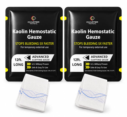 Advanced Koalin Hemostatic Gauze for Blood Clotting & Wound Packing - 2 PK
