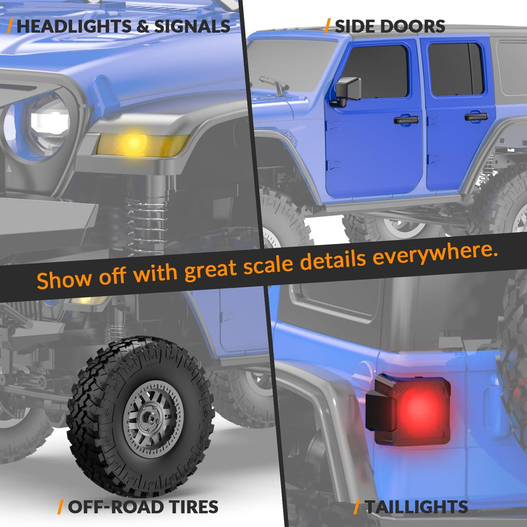 1/24 RC Crawler 4WD Off Road All Terrain RC Monster Truck Rock Climbing with led Light Waterproof Hobby Grade Toys