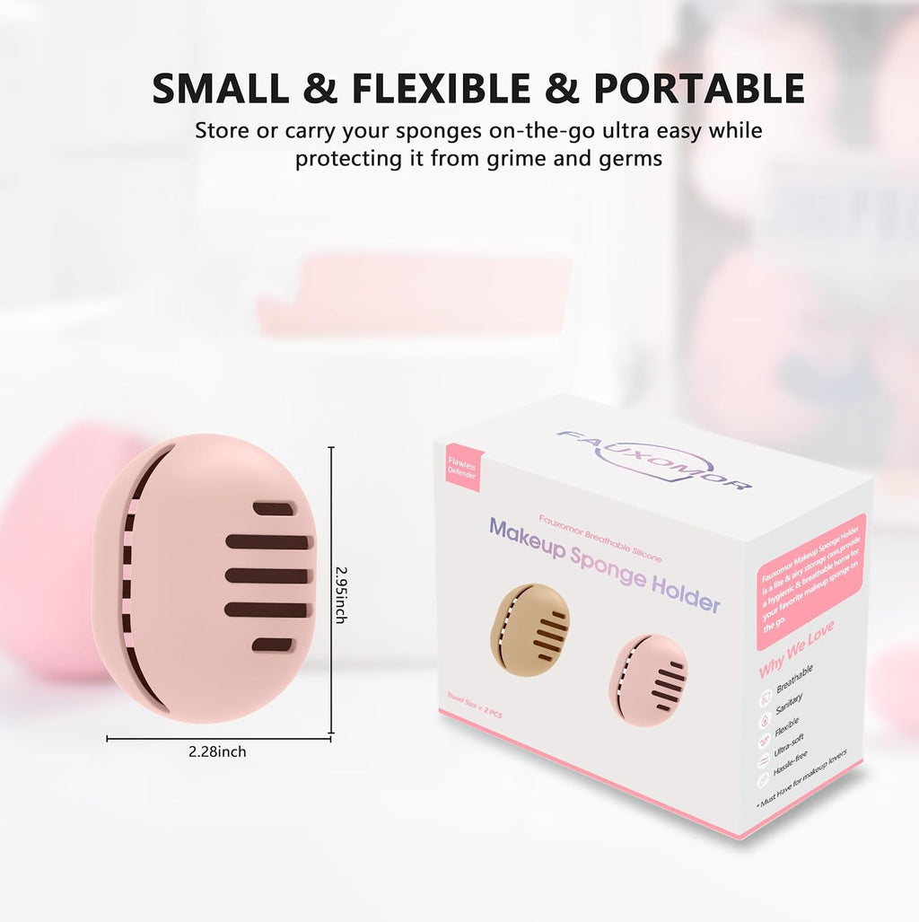 2 Pcs Makeup Sponge Holder, Dual Vents, Breathable, Shatterproof