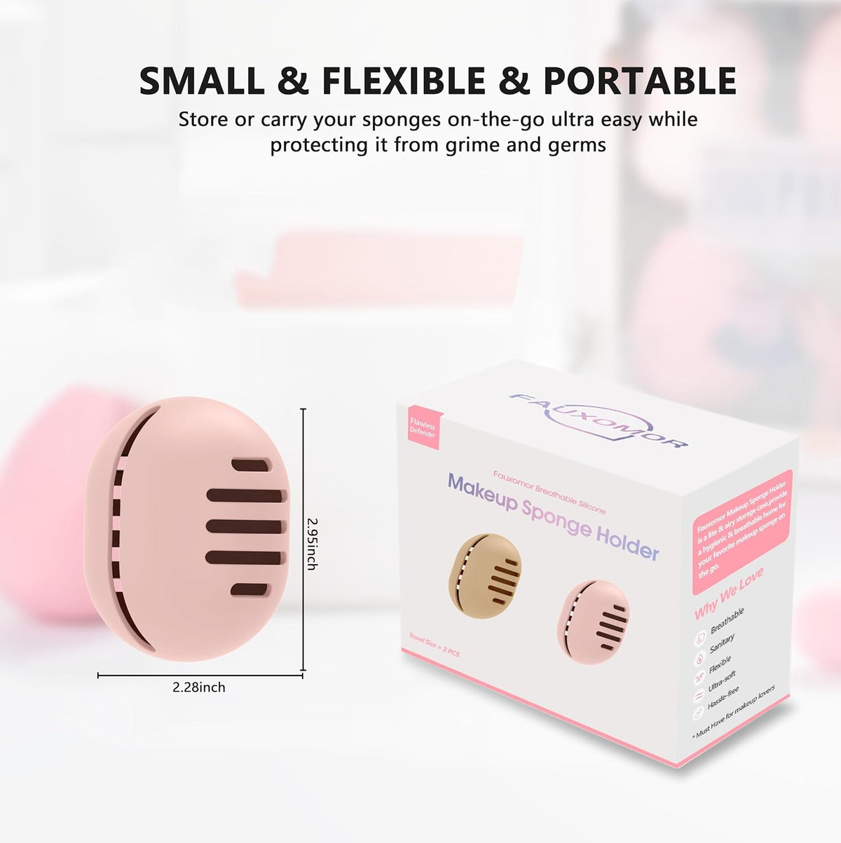 2 Pcs Makeup Sponge Holder, Dual Vents, Breathable, Shatterproof