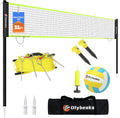 Portable Outdoor Volleyball Net Set 20FT / 32FT, 4 Adjustable Heights | Complete Volleyball System with PE Net, PU