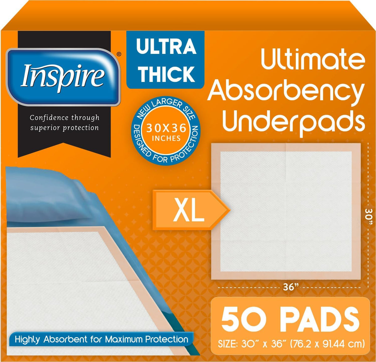 XL Super Absorbent Bed Pads for Chronic Incontinence 30 x 36 Ultra Thick 100 Grams | Bed Pads Disposable Adult
