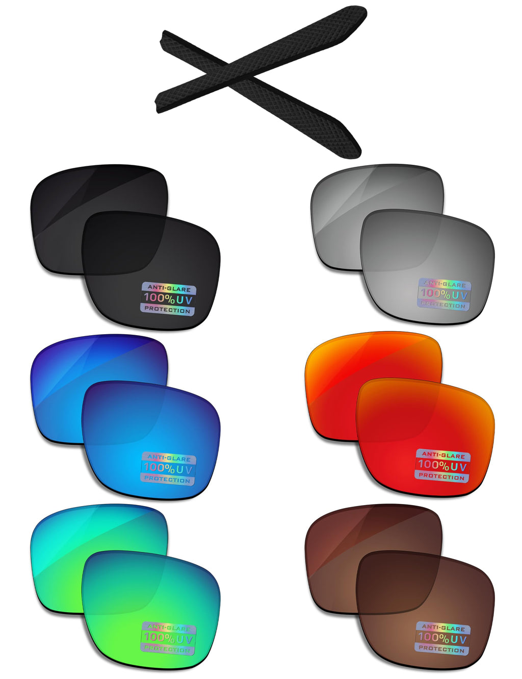 6 Pairs Replacement Lenses & Earsocks for Oakley Jupiter Squared