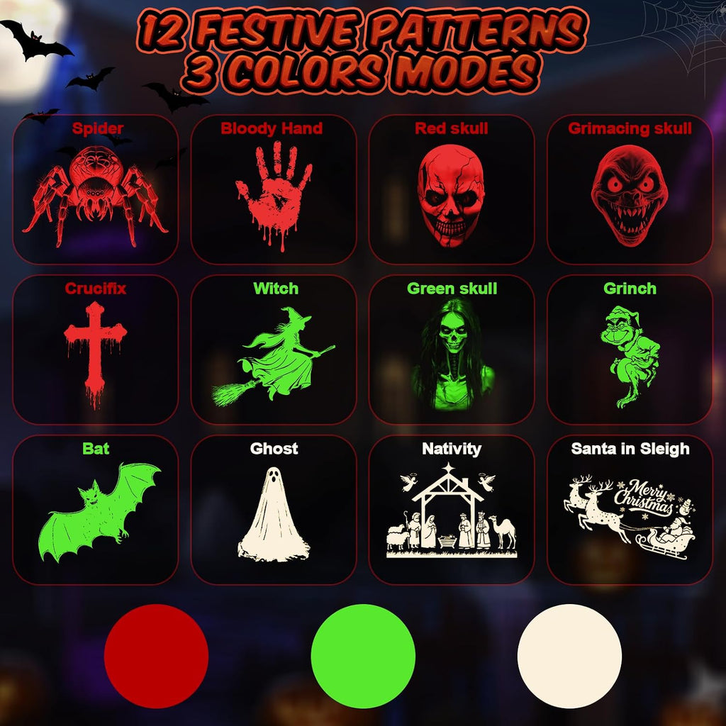 12 in 1 Halloween Projector Outdoor,3D Dynamic Halloween Decorations,Clearer