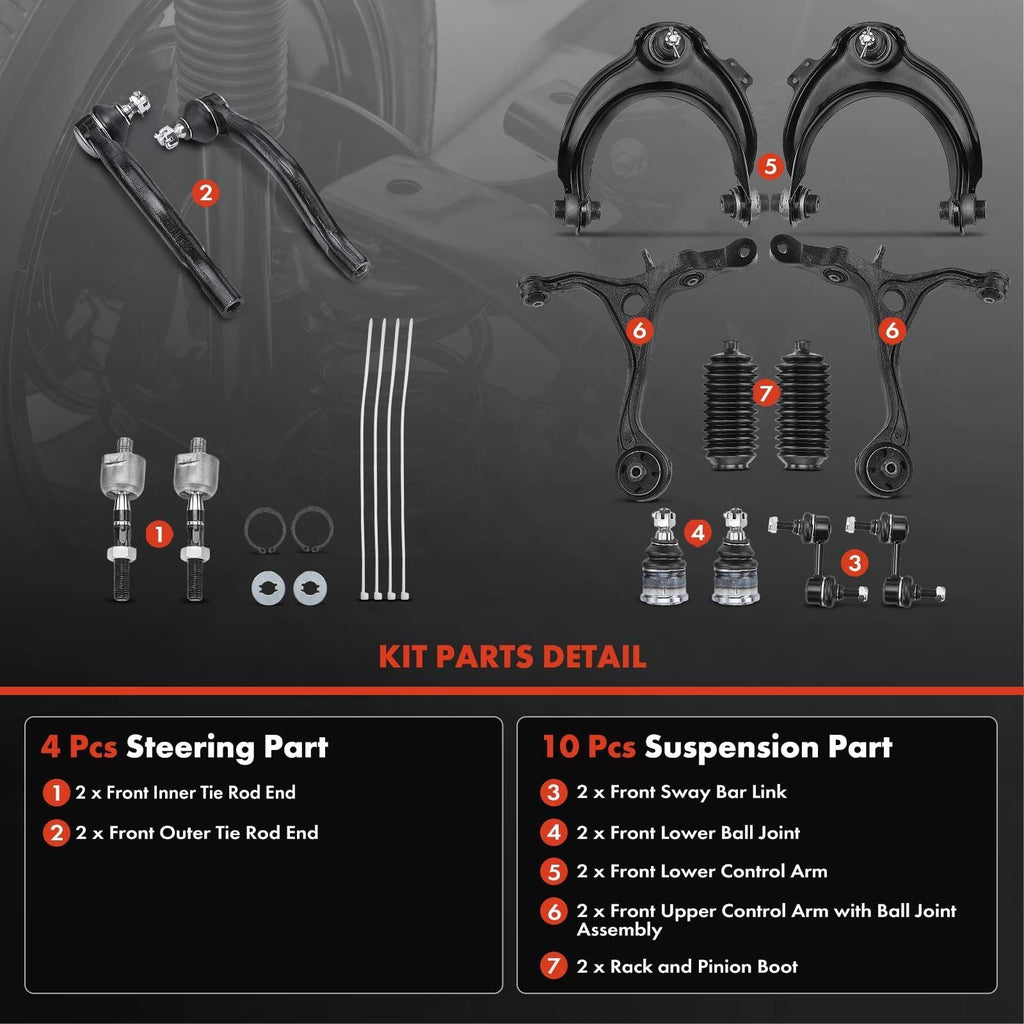 A-Premium 14Pcs Front Suspension Kit, Upper Lower Control Arm