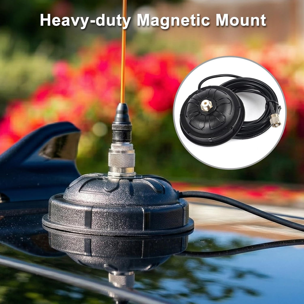 4.5 Inch SO239 Mobile Magnetic Antenna Mount W/16.4 ft.RG58 Cable