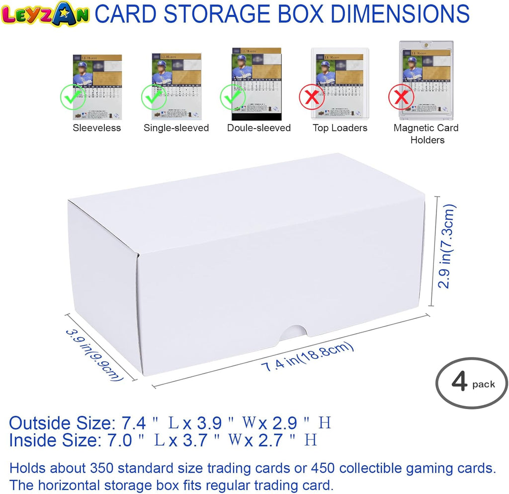 Trading Card Storage Box, 4-Pack 400 Count Cardboard TCG & Sport Card Box | Trading Card Storage with Divider and