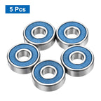 uxcell 5 Pcs 608-2RS Micro Bearings, 8x22x7mm Chrome Steel, ABEC7