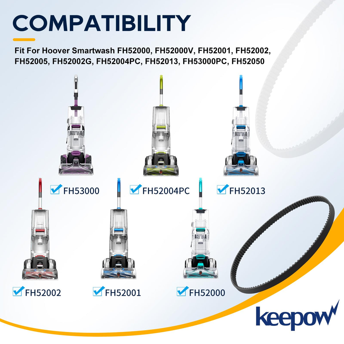 KEEPOW Vacuum Belt for Hoover Smartwash Automatic Carpet Cleaner