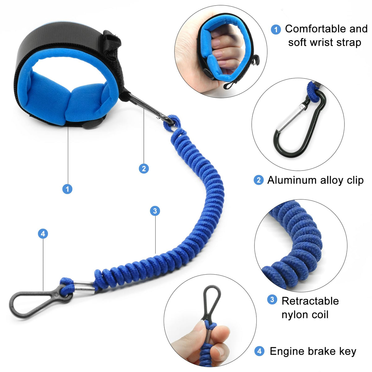 TRKETA 8M0092850 Boat Kill Switch Lanyard for Mercury Marine, Wristband