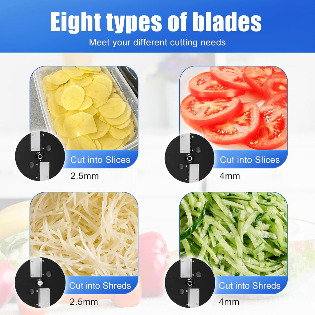 8-In-1 Electric Vegetable Cutter, Commercial Vegetable Dicer Slicer | 100W Veggie Food Processor for Home Kitchen