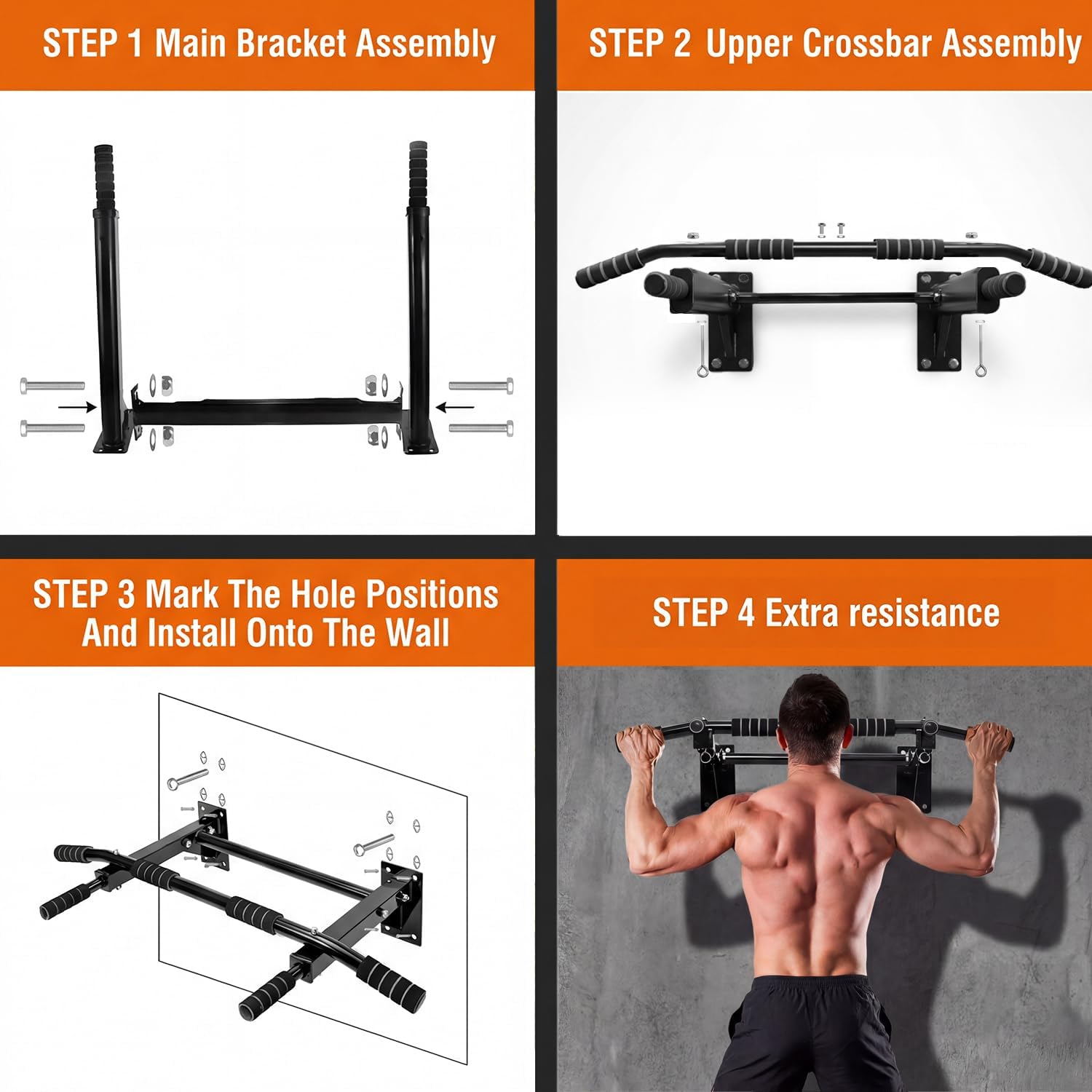 Pull Up Bar Wall Mounted - Multifunctional Wall Mounted Pull Up Bar for Home Gym