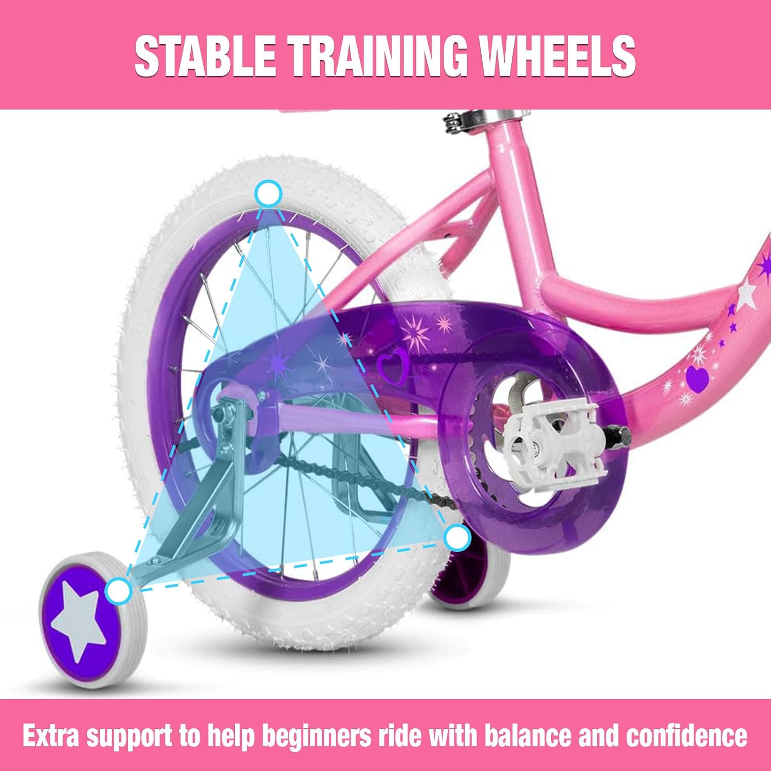 14 16 Inch Kids Bike Girls Toddle Bicycle Ages 3-7 Training Wheels | High Carbon Steel Frame, Training Wheels