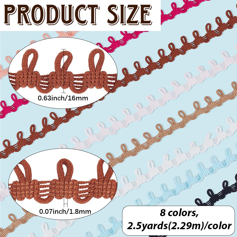 20 Yards Elastic Button Ribbon Trim Loop Braid Fringe Tassel Black White Buttonhole Bridal Loops Lace Bulk Webbing
