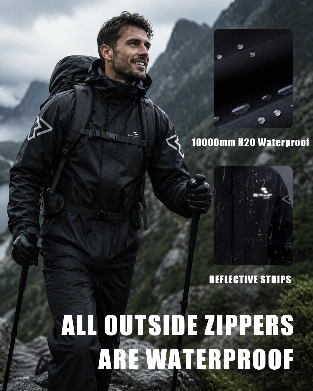 Rain Jacket for Men and Women, Waterproof Lightweight Rain Suit with Pants