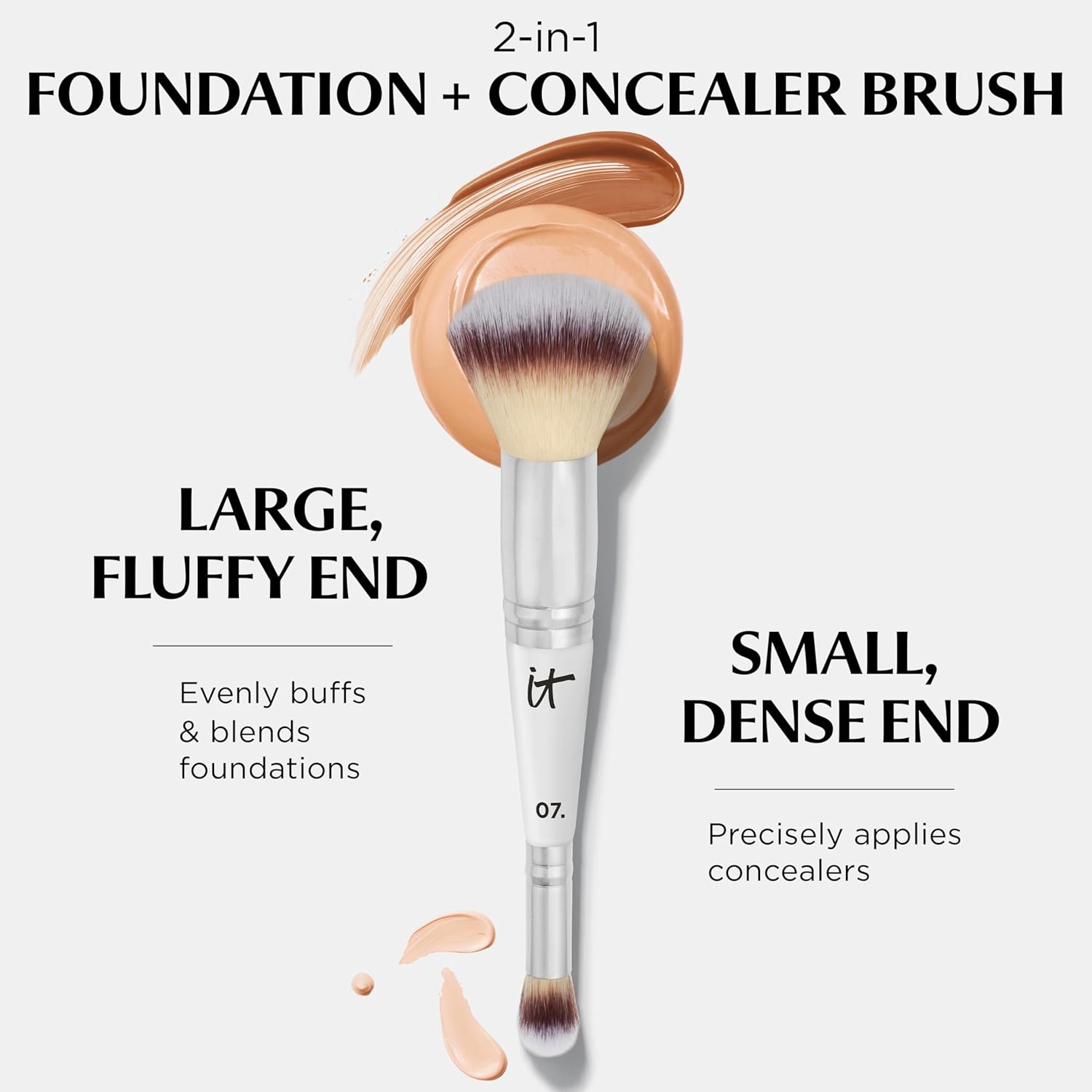 Heavenly Luxe Complexion Perfection Brush #7 - Dual-Ended Premium Makeup Brush for Foundation Concealer & Contour