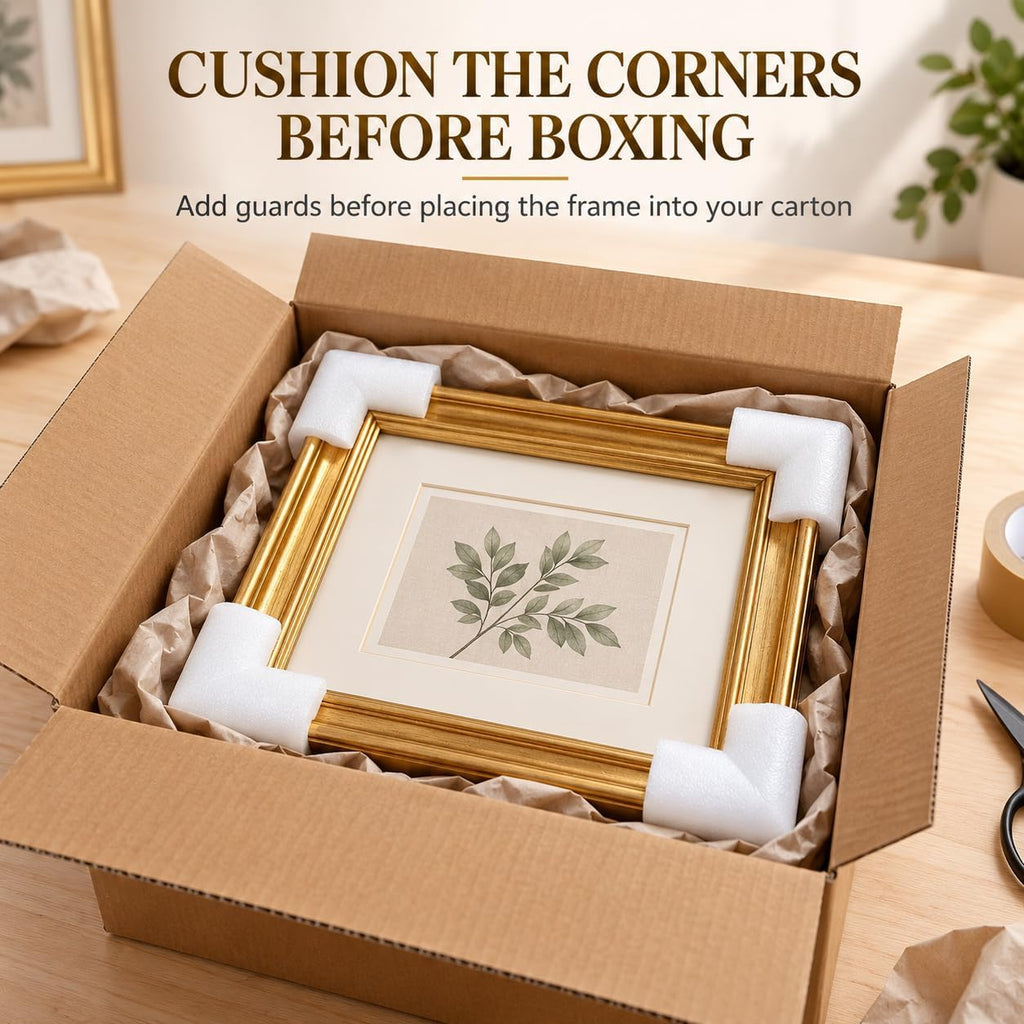 25 Pcs Picture Frame Corner Protectors, White Foam Packing Guards
