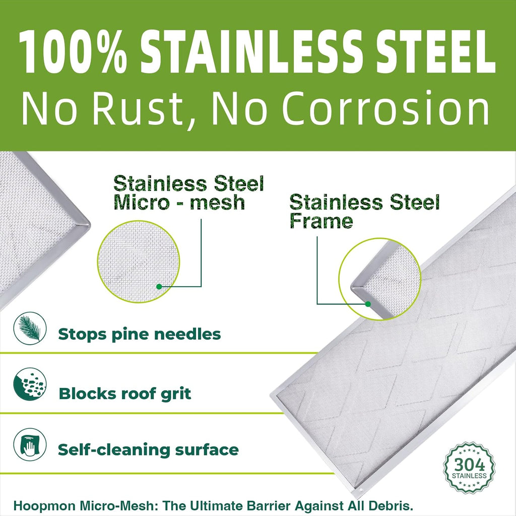 5 Inch Gutter Guard, 100% Stainless Steel Micro-Mesh Screen
