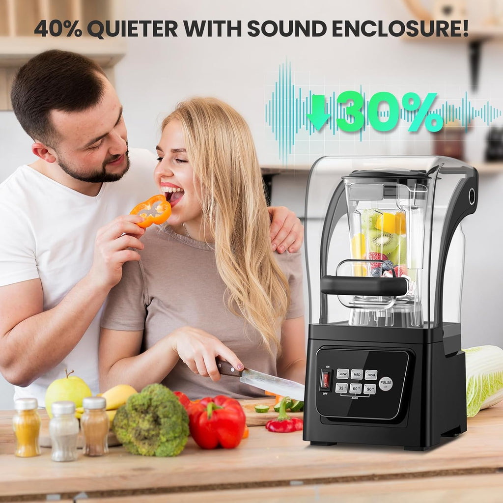 2200W Commercial Blender, Quiet Sound Enclosure, Self-Clean Black