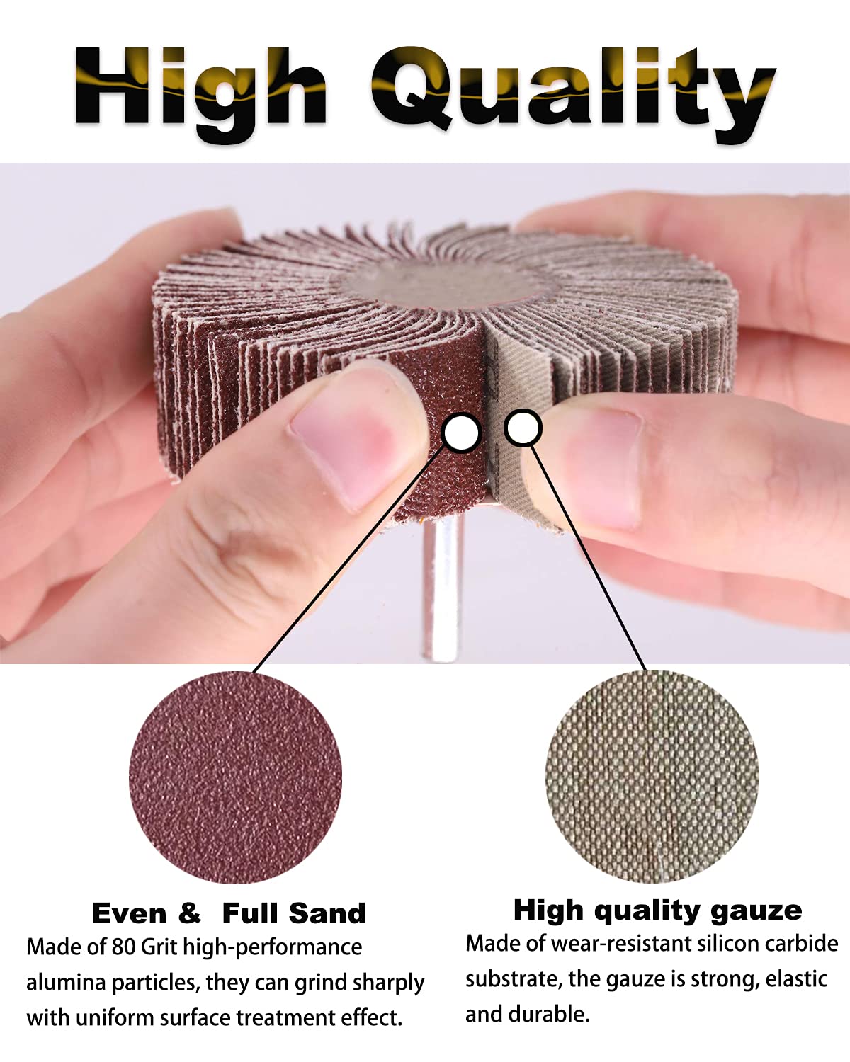 Rocaris 40 Pack 1/4" Abrasive Flap Wheel Sander Set, 8 Sizes