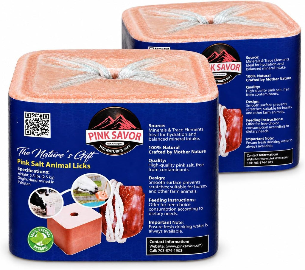 Compressed Himalayan Pink Salt Lick Blocks 5.5 lb Each, Pack of 2 for Horses
