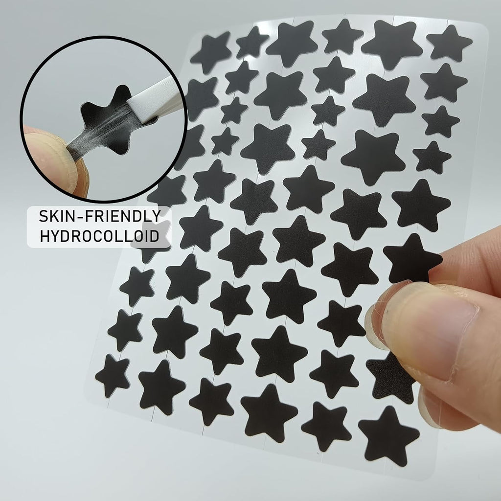 Black Star Pimple Patches for Face, 153 Counts Hydrocolloid Star Acne Patches, Cute Zit Covers for Face, Spot