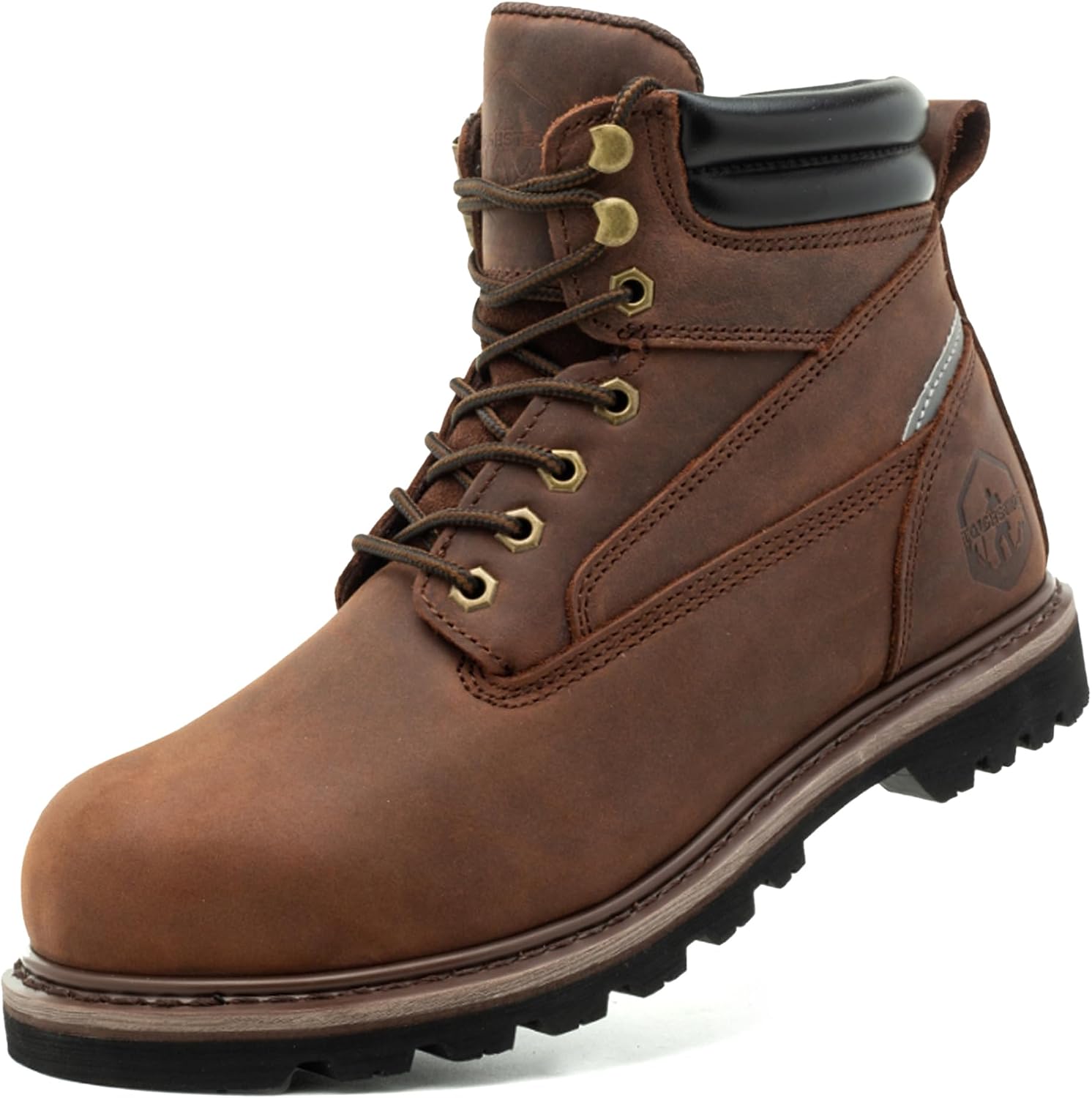 Steel Toe Work Boots for Men 6 Inch Waterproof Non Slip Rubber Comfort Leather Safety Durable Industrial Construction