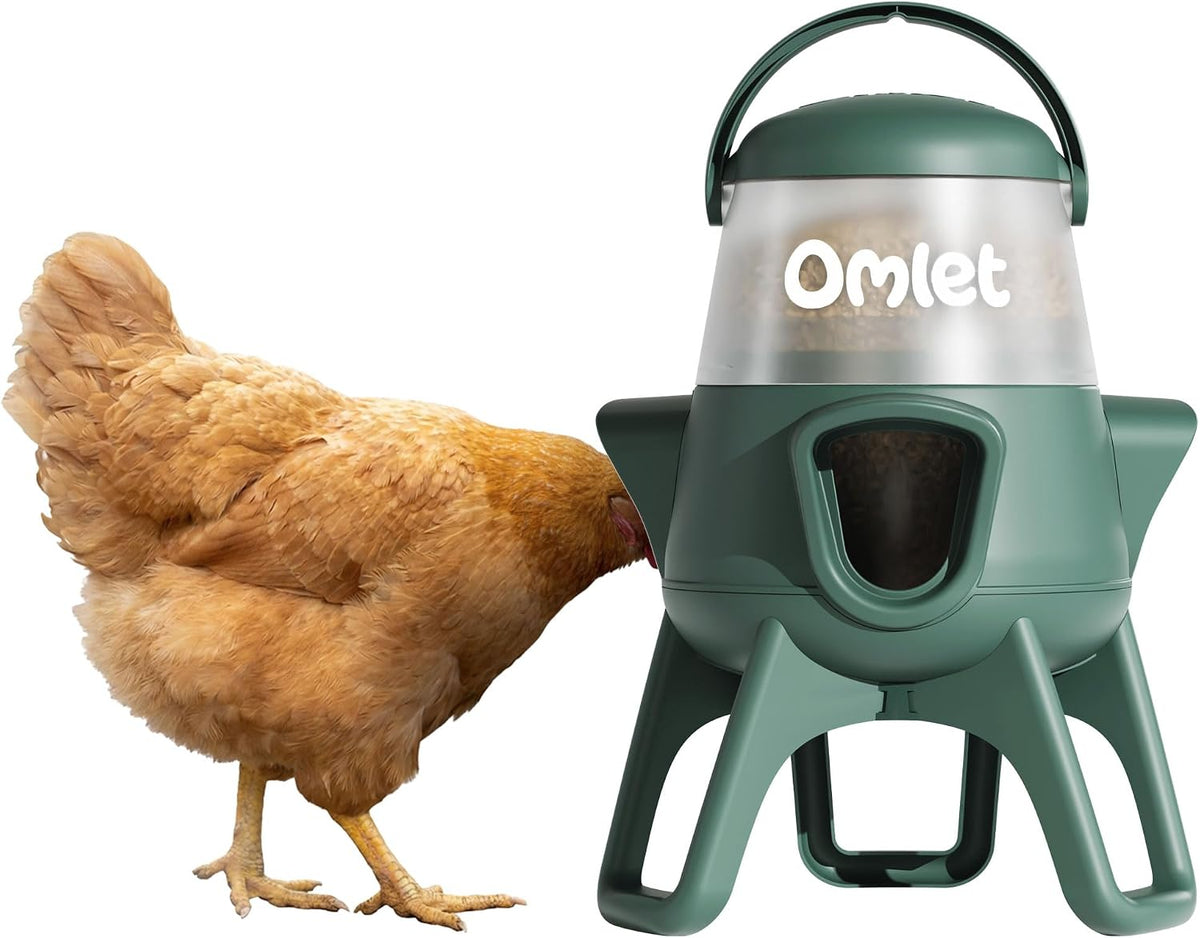 No Waste Chicken Feeder for Coop | Anti-Spill Poultry Feeder with 3 Feeding Ports | Hanging or Free Standing |