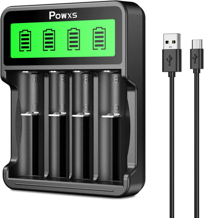 4 Slot Universal Smart Battery Charger | Multi-Slot Independent Charging,LED Display,Ni-MH/Ni-CD rechargeable AA AAA