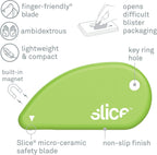 Micro Safety Cutter | Safe Ceramic Box Cutter Lasting 11x Longer than Metal | Keychain Box Opener | 2 Pack | Green