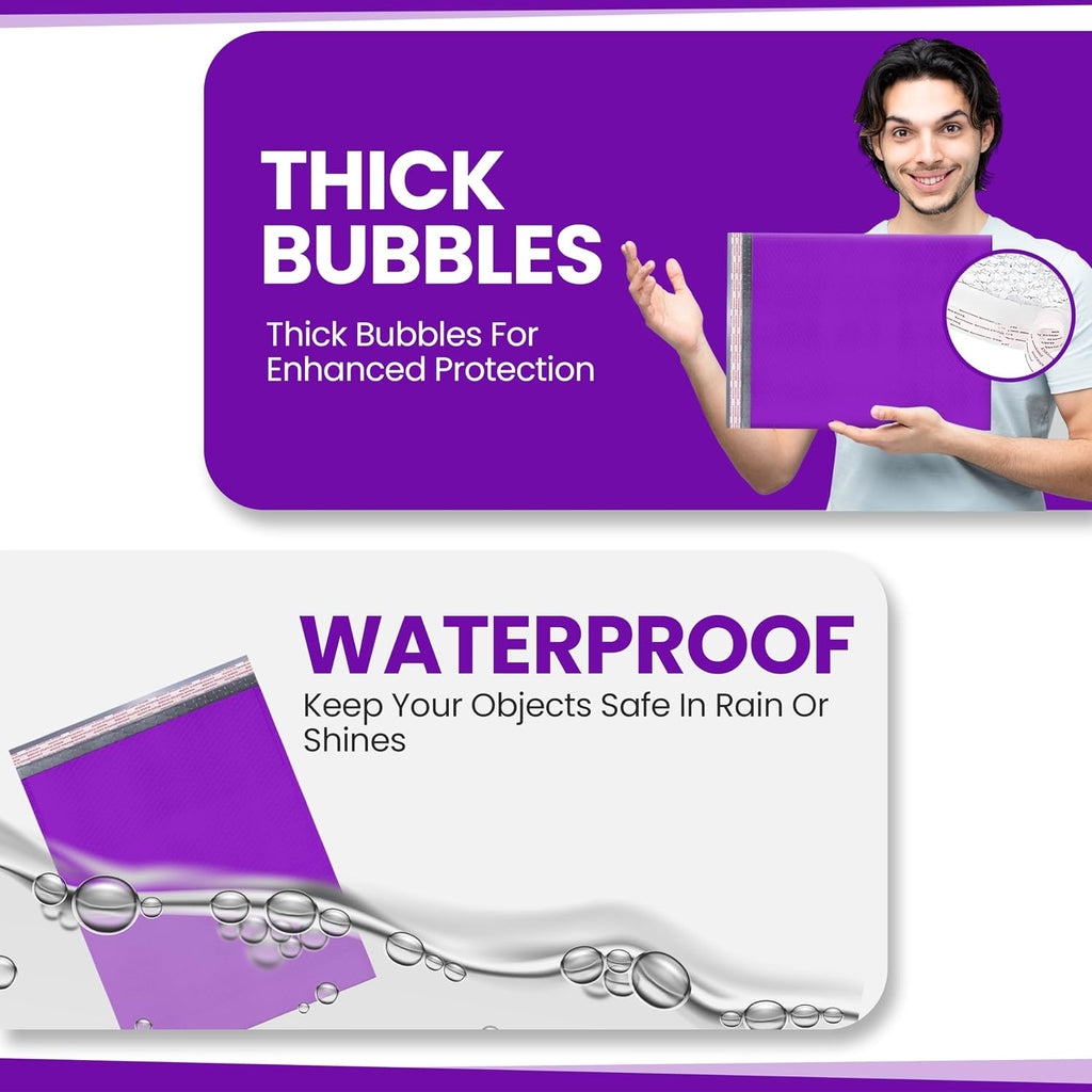 Purple Bubble Mailers 14.25x20, Self Seal Poly Padded Envelopes #7, 15 Pack