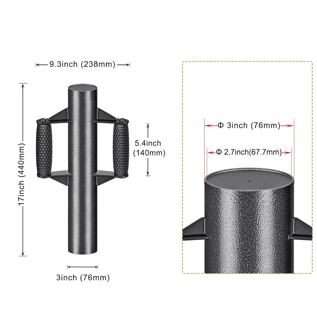 Enhance Fence Post Driver with Anti-Slip Handles T Post Driver, Heavy Duty Steel Post Driver Pounder Hammer for Metal