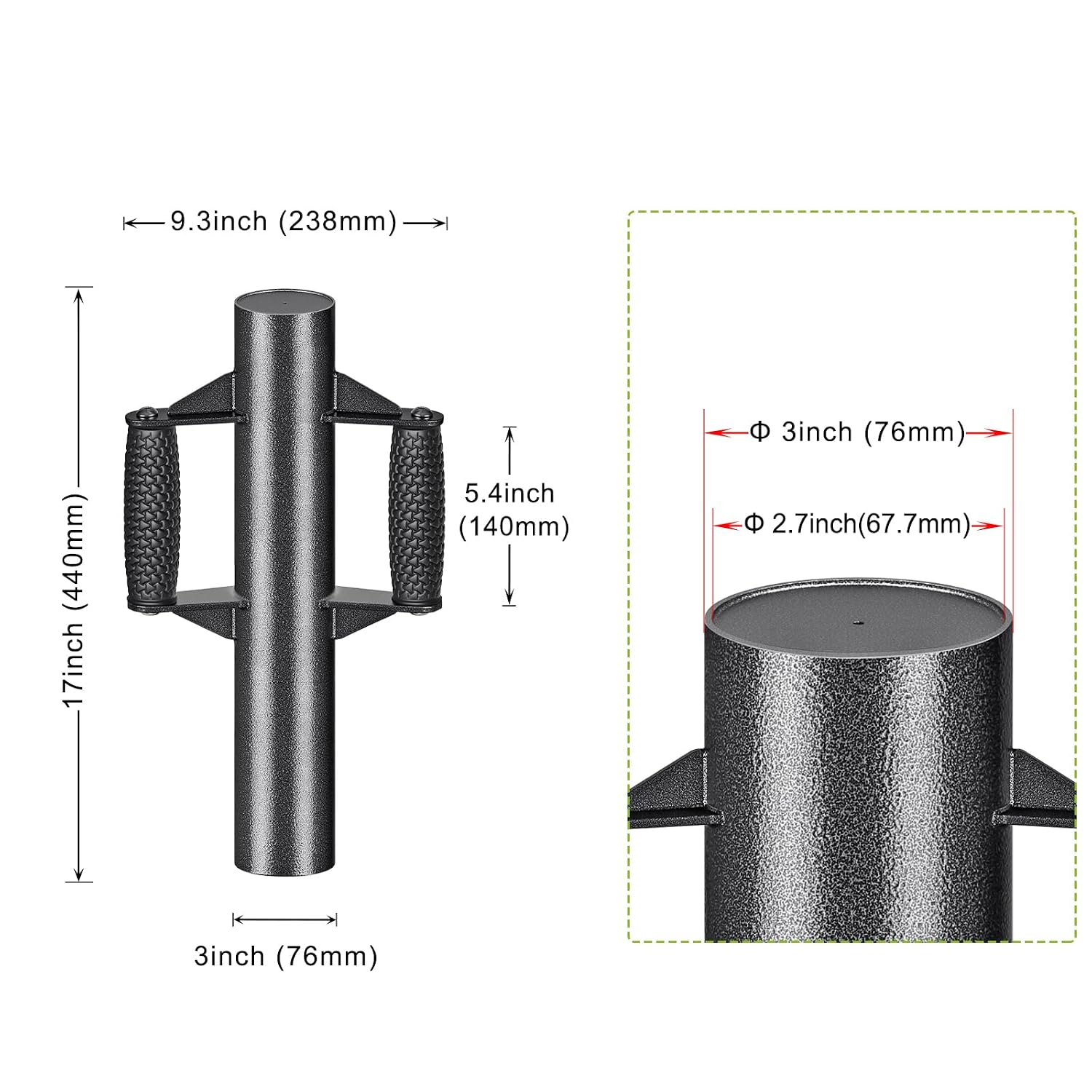 Enhance Fence Post Driver with Anti-Slip Handles T Post Driver, Heavy Duty Steel Post Driver Pounder Hammer for Metal