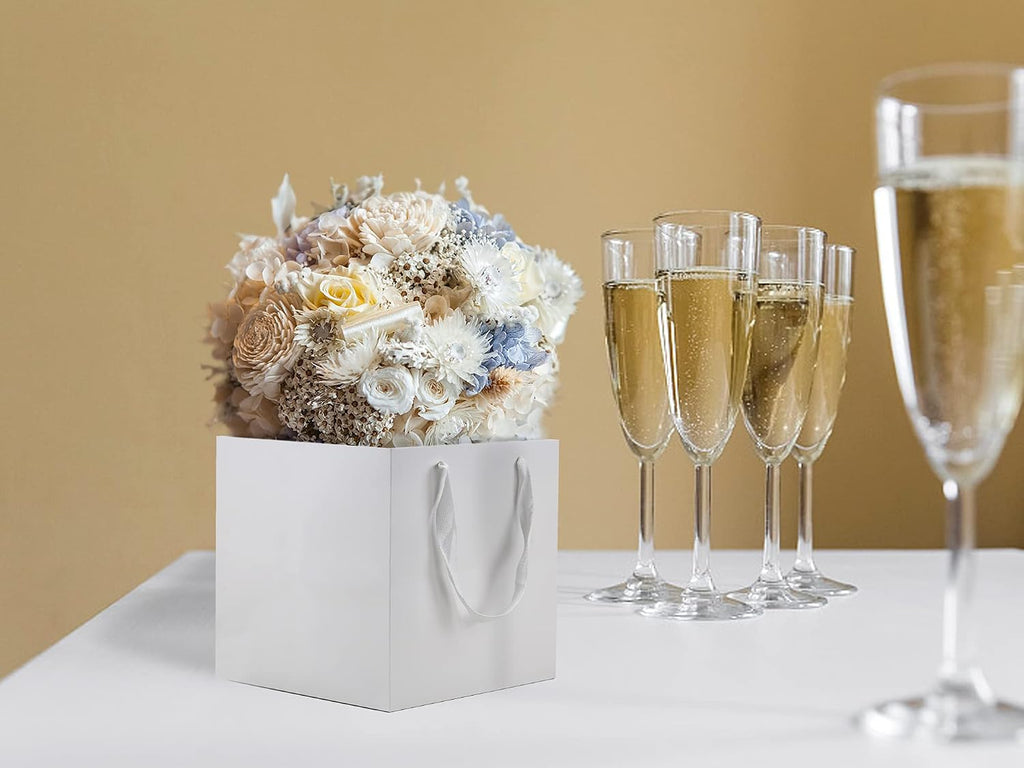 Large White Gift Bags with Handles, 24 Pack, 10x10x10 IN