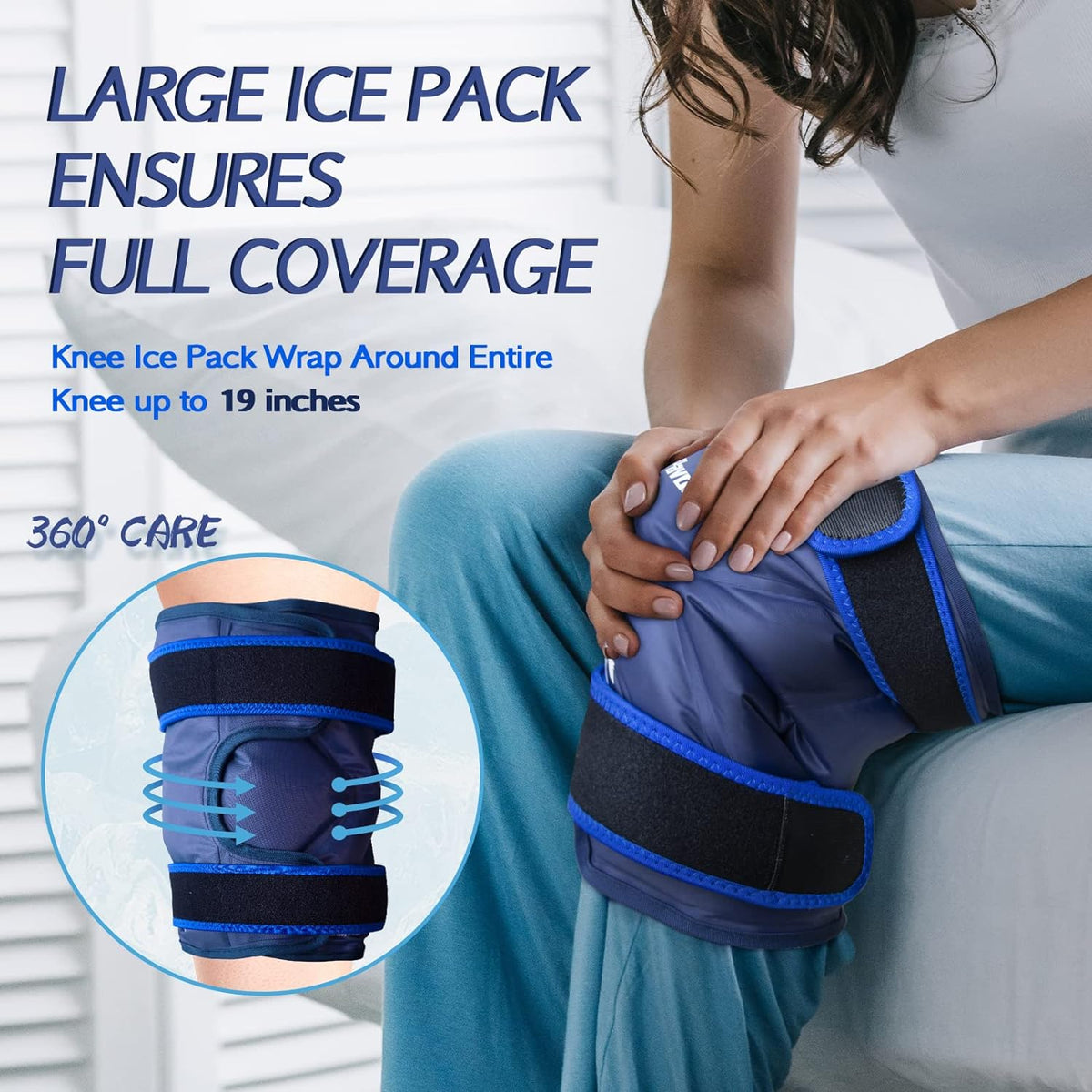 XXL Knee Ice Pack Wrap Around Entire Knee, 1 Pack, Blue